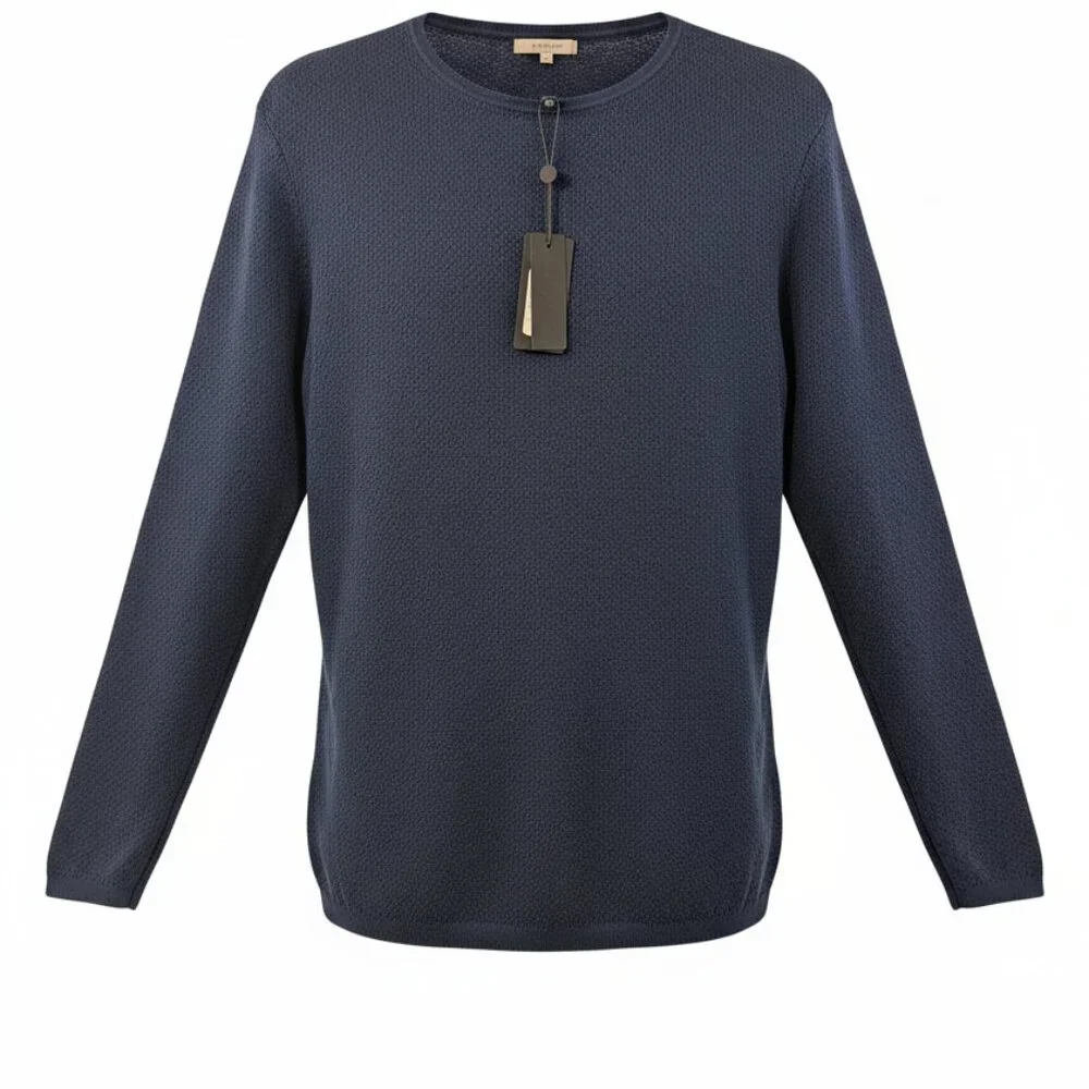 Rag & Bone Navy Bennet Crew Sweater, Size S, NWT Waffle Pointelle Wool/Cotton - Picture 1 of 10